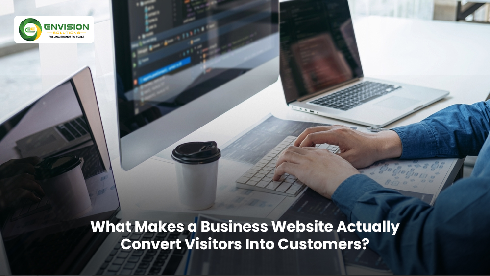 Business website showing key conversion elements that help turn visitors into customers
